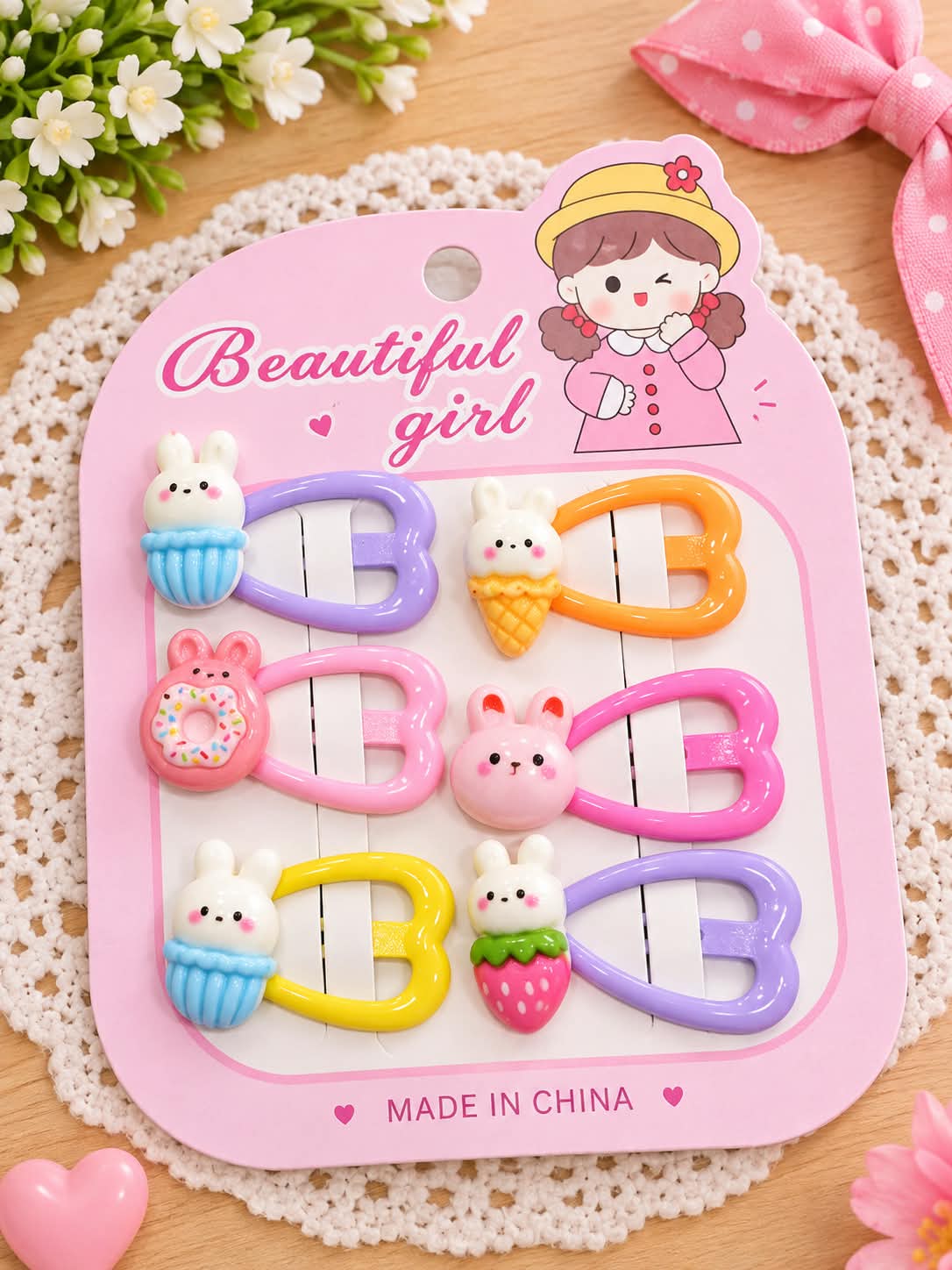 Cute Bunny & Sweet Treats Hair Clips