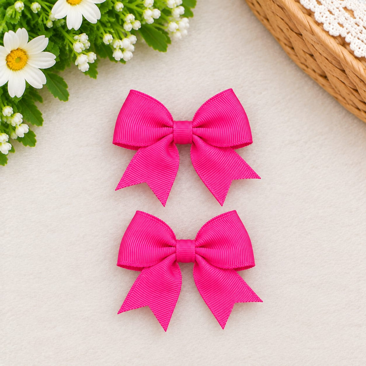 Striped Bow Hair Clips