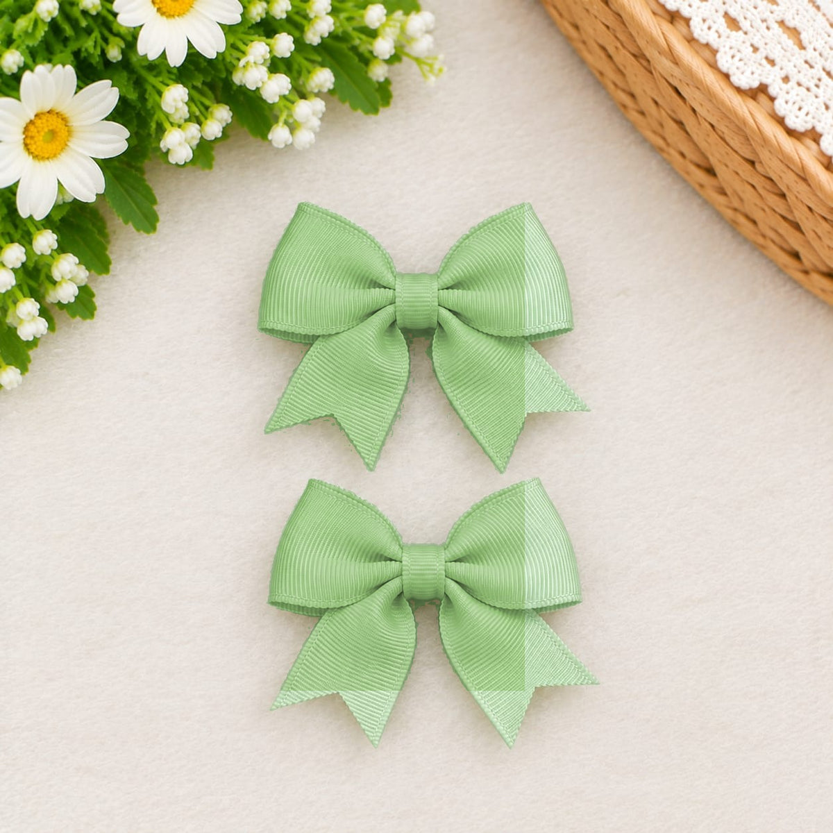 Striped Bow Hair Clips