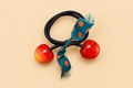 Cute Cherry Charm Hair Tie with Polka Dot Ribbon