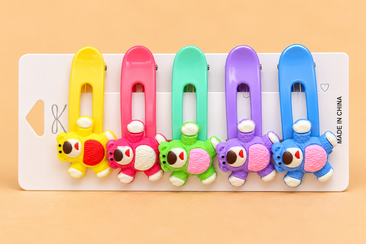 Colorful Cartoon Bear Hair Clip Set (5 Pcs)
