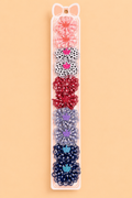 Floral Printed Fabric Hair Clip Set with Crown Charm (10 Pcs)