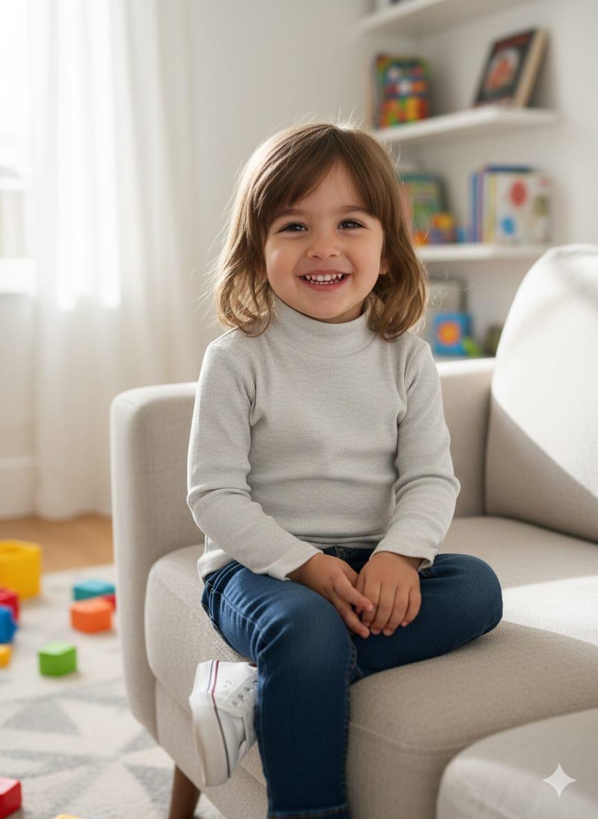 Girls’ Winter Mock Neck Sweater – White