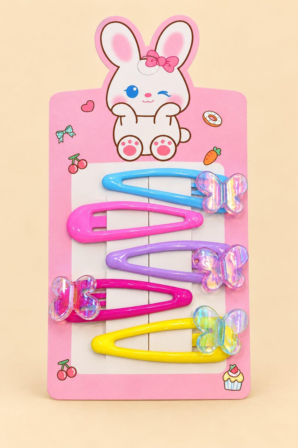 Cute Butterfly Charm Snap Hair Clip Set (5 Pcs)