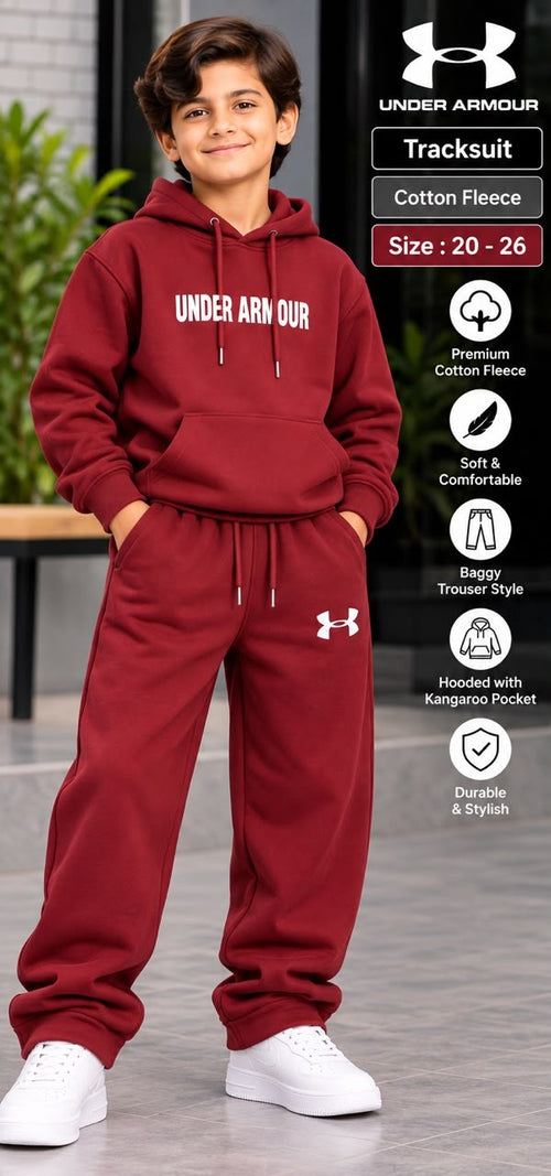 Boys Maroon Hooded Tracksuit  – Hoodie & Baggy Trouser Set