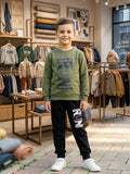 Boys Sweatshirt and Trouser Set – Olive Green & Black