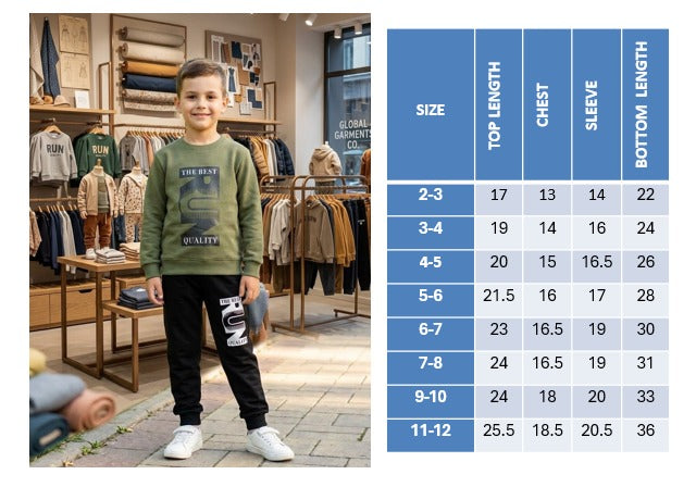 Boys Sweatshirt and Trouser Set – Olive Green & Black