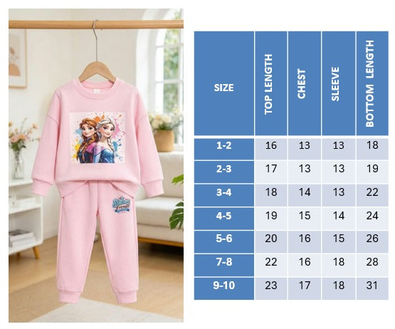Pink Princess Printed Girls Suit