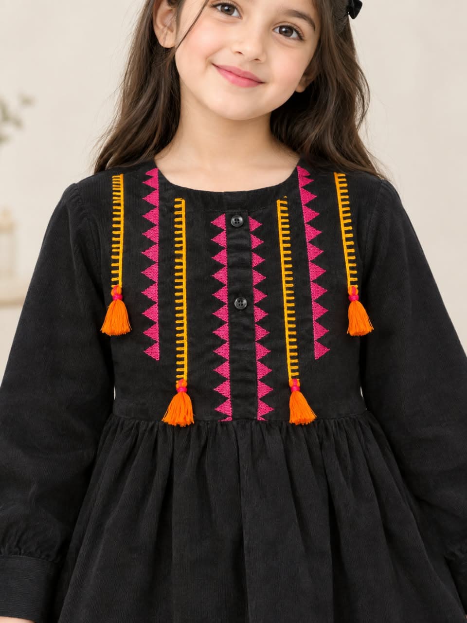 Girls Embroidery Corduroy Suit