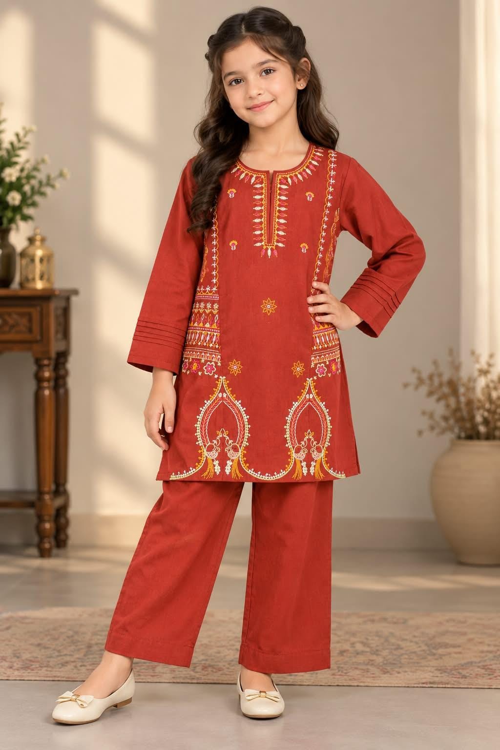 Girls Embroidery Khaddar Suit