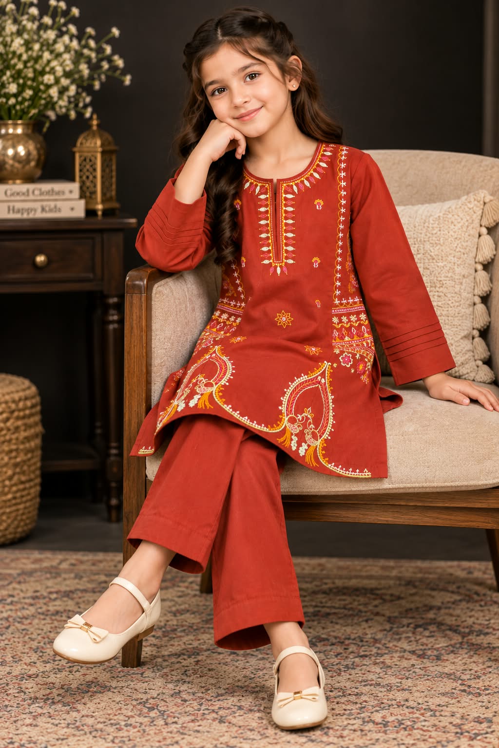 Girls Embroidery Khaddar Suit