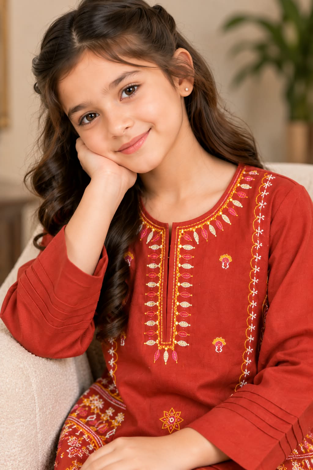 Girls Embroidery Khaddar Suit