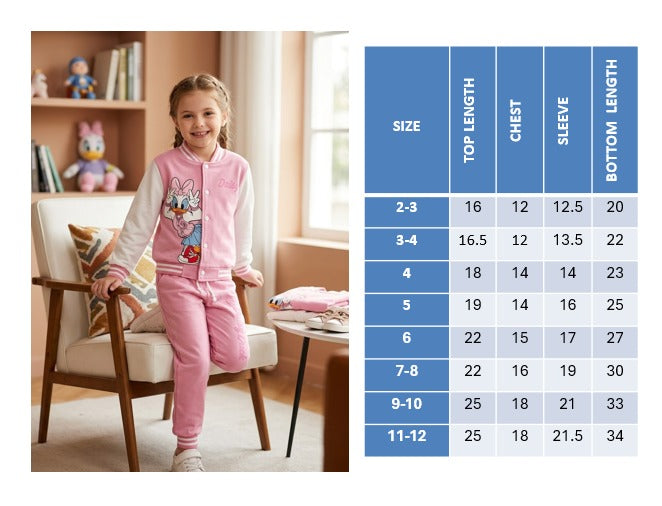 Girls Pink Daisy Printed 2-Piece Winter Tracksuit